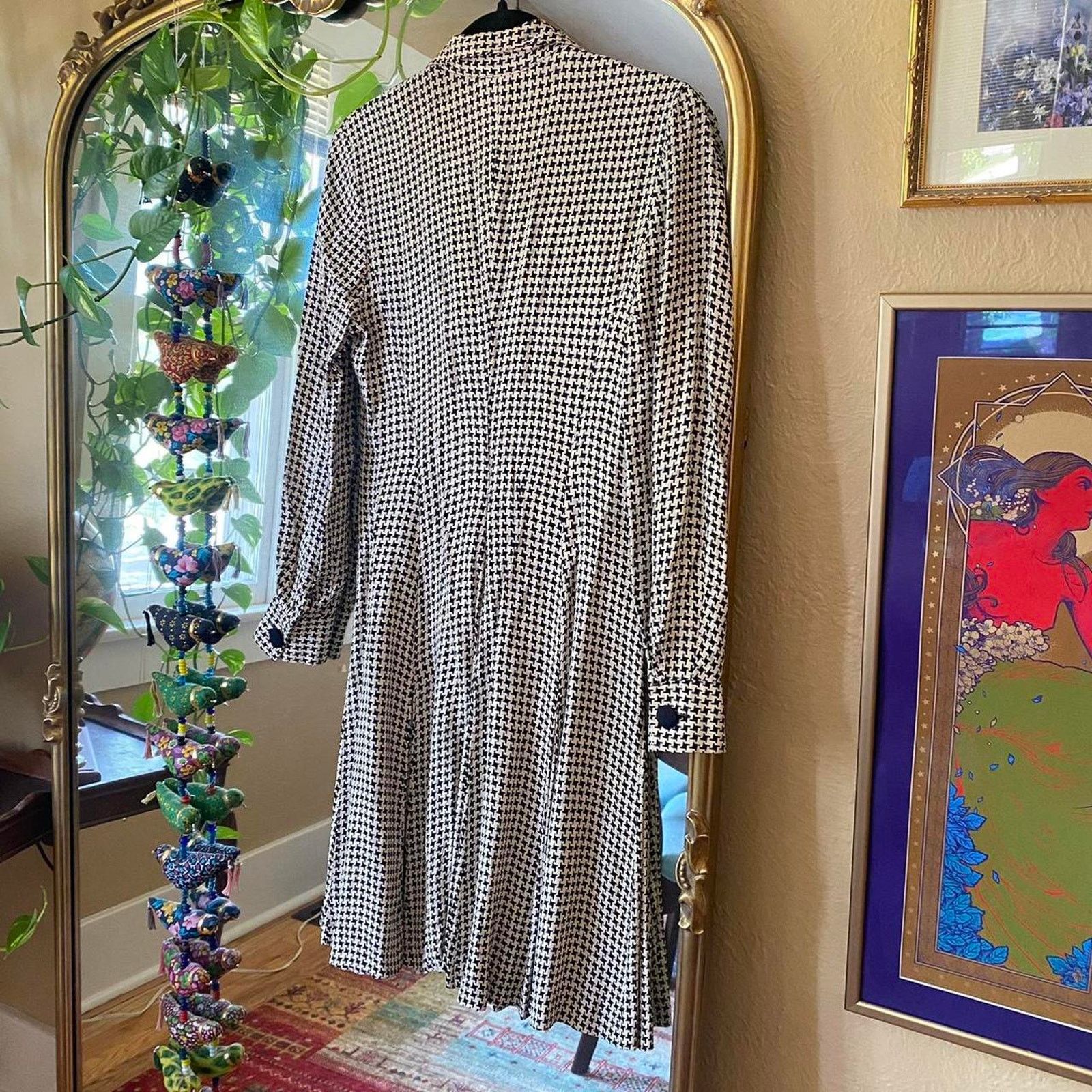 Ann Taylor Vintage 90s Ann Taylor Houndstooth Long Sleeve Dress 4 Size S / US 4 / IT 40 - 7 Thumbnail