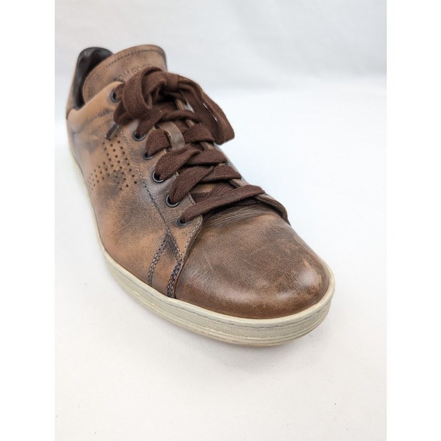 Tom Ford o1rshd1 CC20 Leather Warwick Low Top Sneakers in Brown Size US 10 / EU 43 - 3 Thumbnail