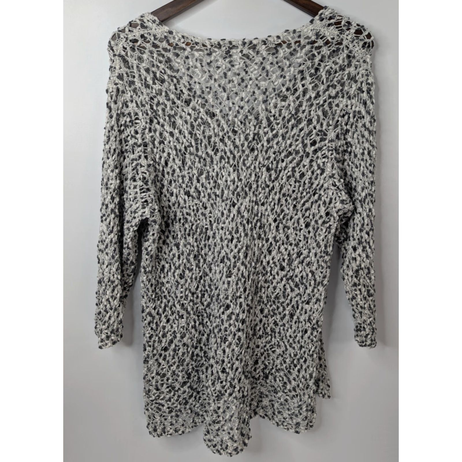 J. Jill J. Jill Womens XL White Crochet Open Knit Sweater Pullover 3/4 Sleeve Coastal Shirt Size XL / US 12-14 / IT 48-50 - 3 Thumbnail