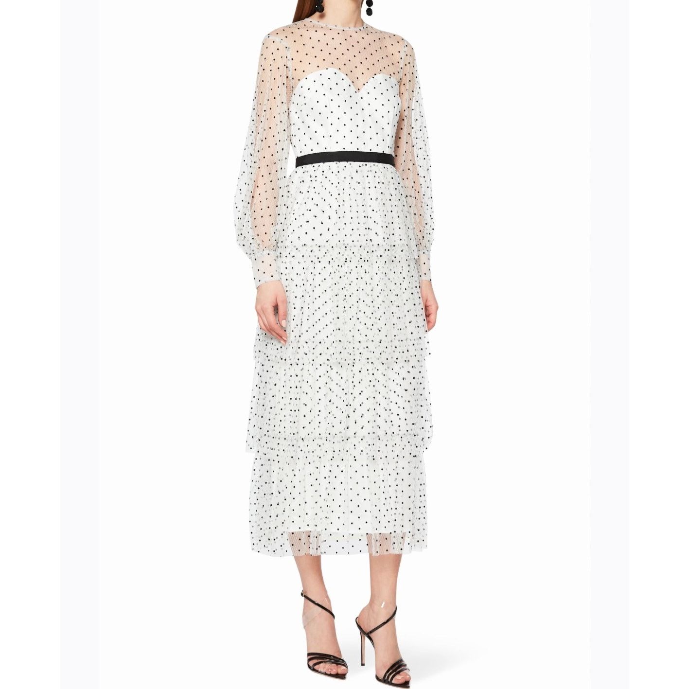 Alice McCall Alice McCall Mysteria White Polka-Dot Tiered Midi Dress Size M / US 6-8 / IT 42-44 - 1 Thumbnail