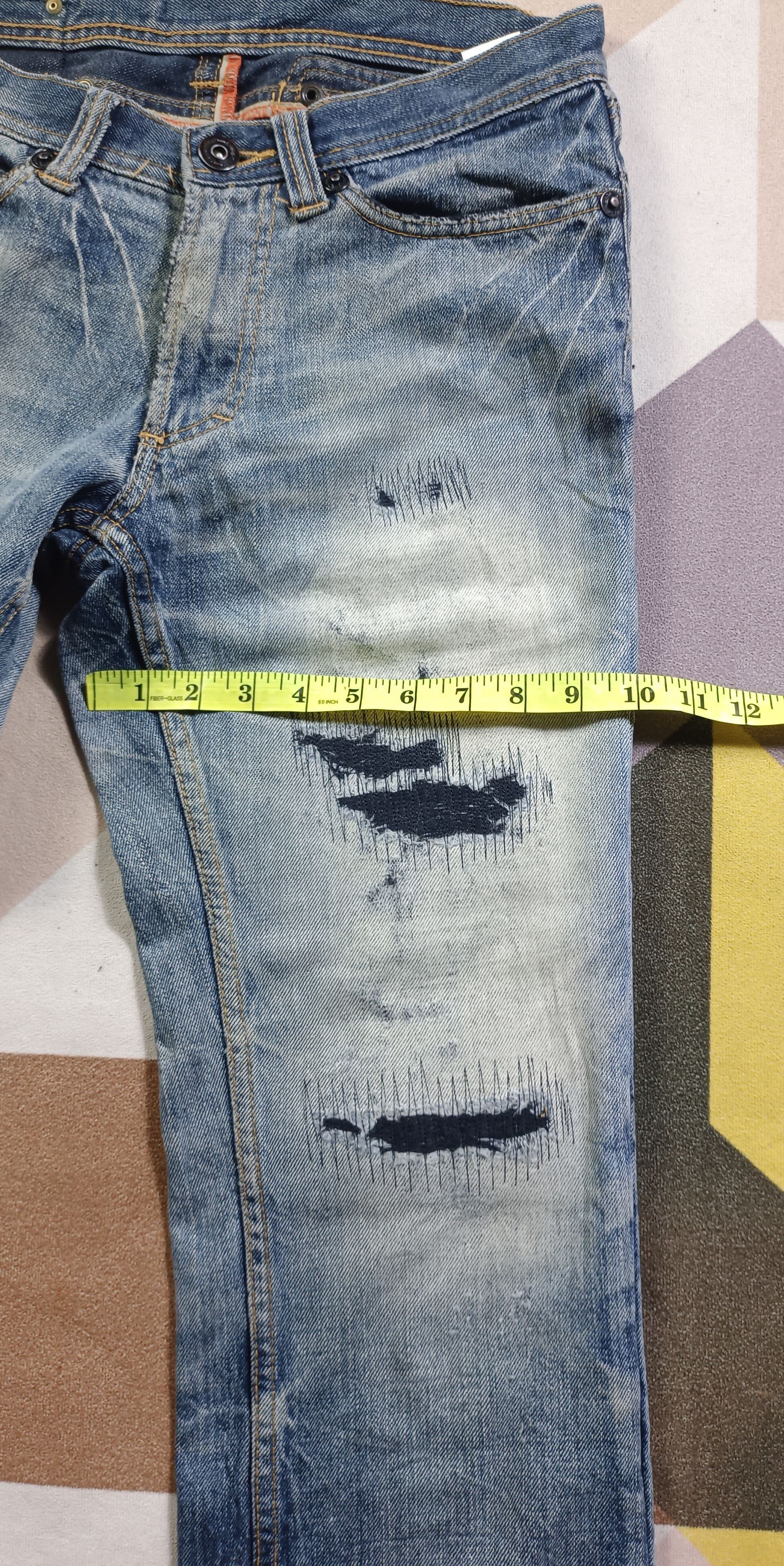 If Six Was Nine × Japanese Brand Army Of no! Honeycomb Distressed Jeans Size US 31 - 15 Thumbnail