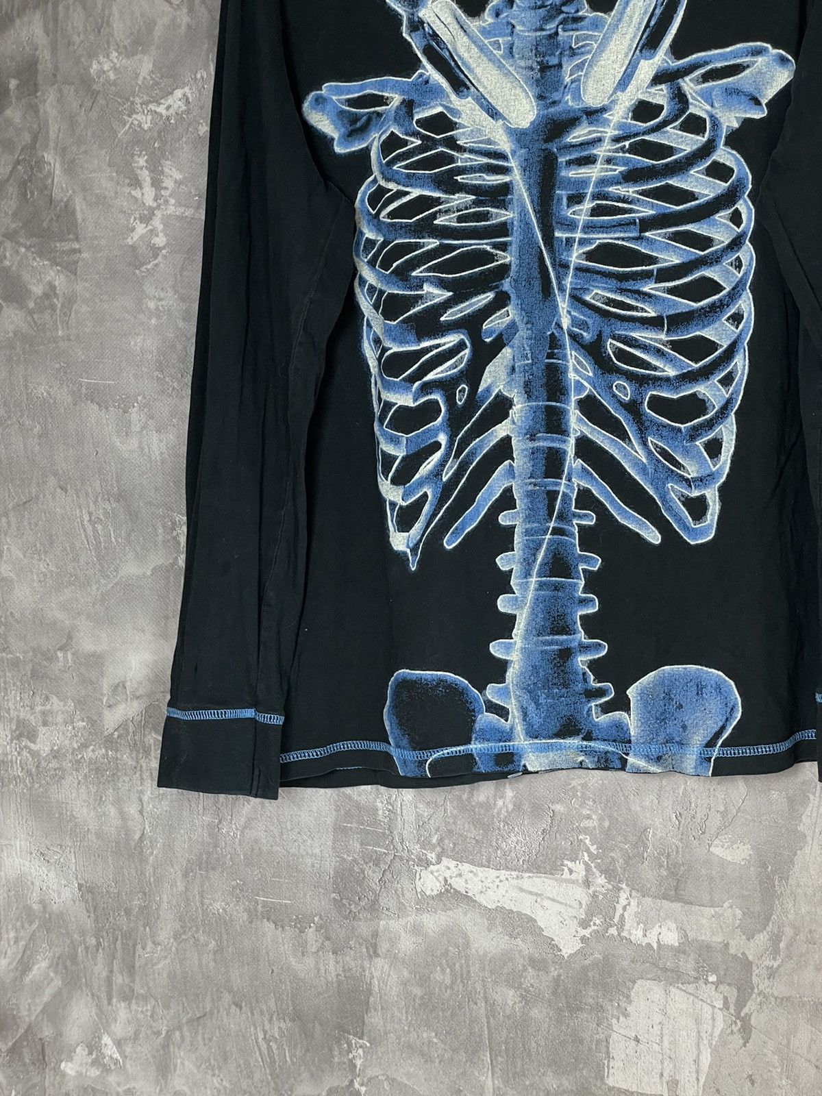 Vintage Crazy Y2K Affliction Style Skull Skeleton Bones Black LS Tee Size US M / EU 48-50 / 2 - 5 Thumbnail