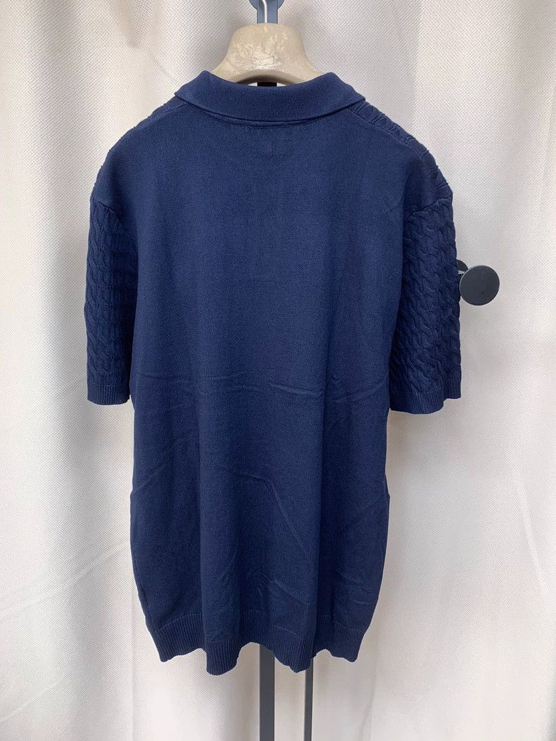 Loro Piana LORO PIANA Dark blue cotton knitted T-shirt with lace Size US L / EU 52-54 / 3 - 5 Thumbnail