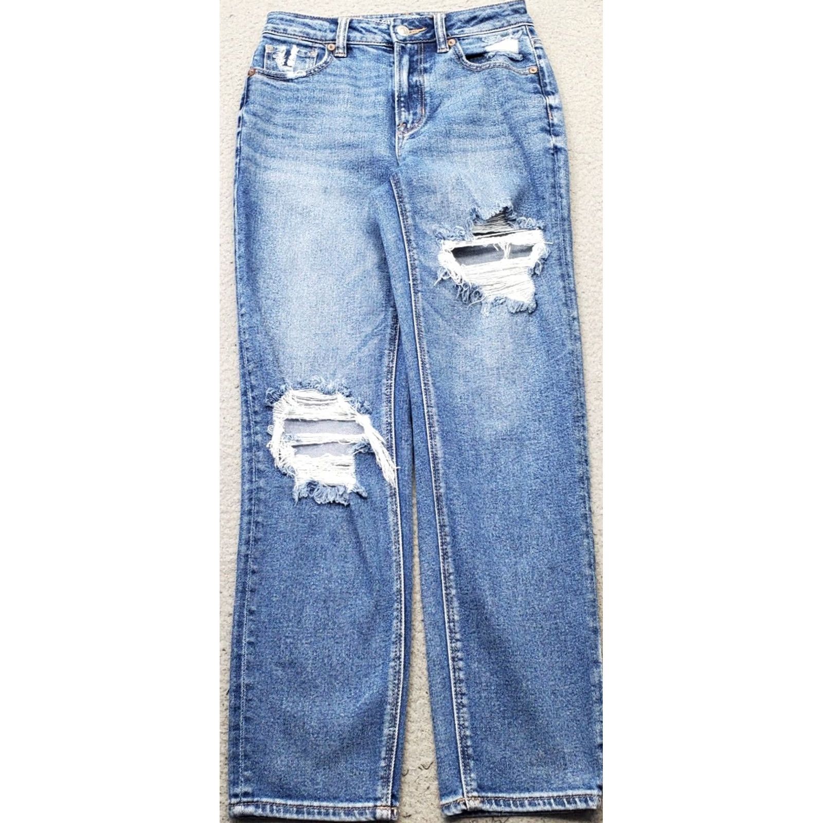 American Eagle Outfitters American Eagle Jeans Womens 00 Blue Denim Medium Wash Distressed Boho Streetwear Jeans Size 24" / US 00 / IT 34 - 2 Thumbnail