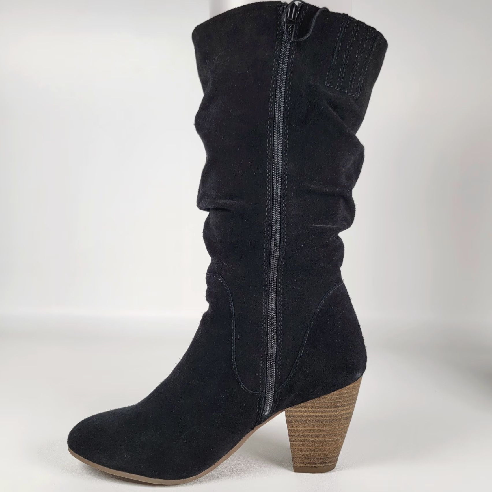 Vintage SONOMA Black Suede Boots Women Size 9 M Mid-Calf Zip Closed Toe Block Heel Chukka Winter Casual Shoes Size US 9 / IT 39 - 5 Thumbnail