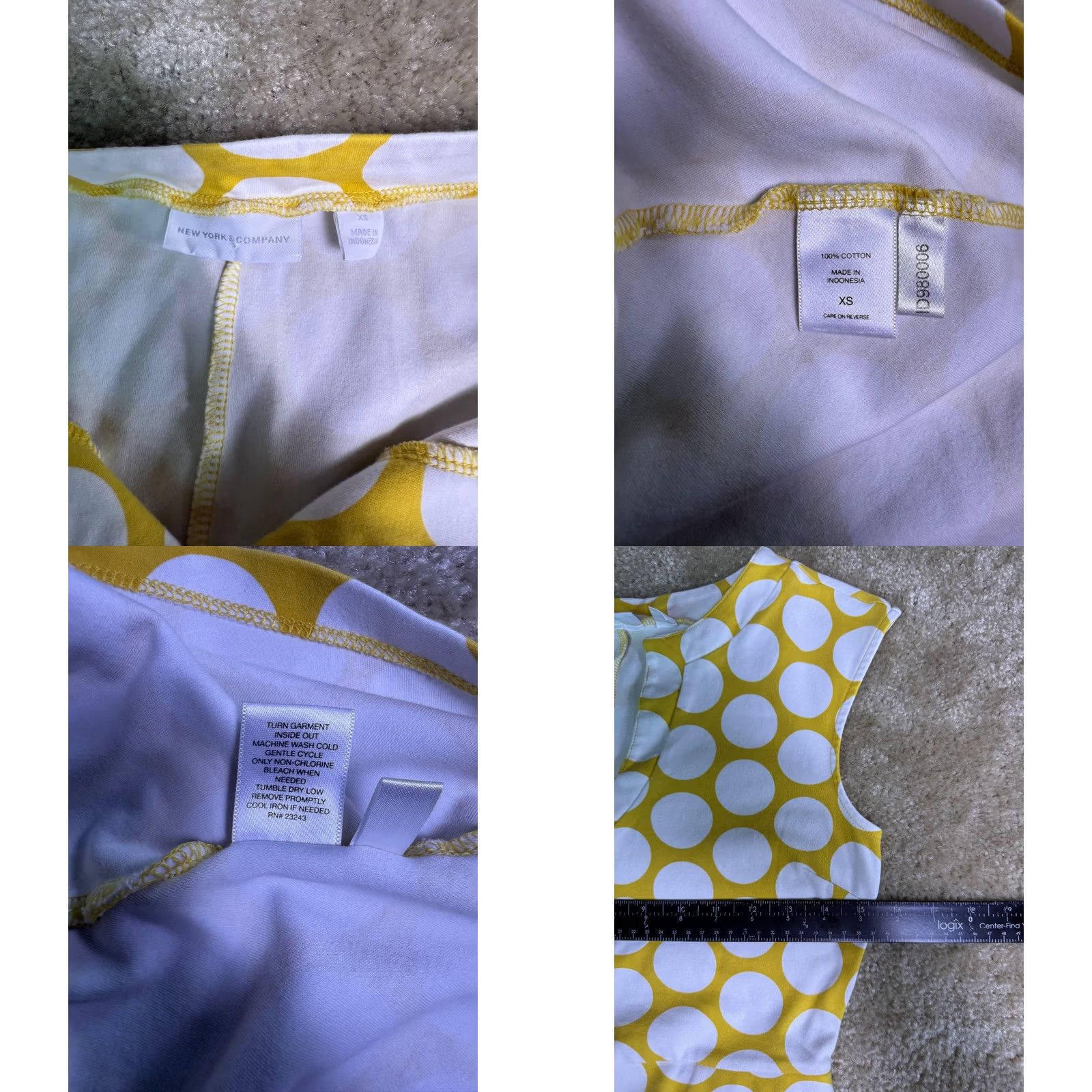 Vintage New York & Company Yellow Polka Dot Dress w Pockets XS Women's A-Line Knee Length Size XS / US 0-2 / IT 36-38 - 8 Thumbnail