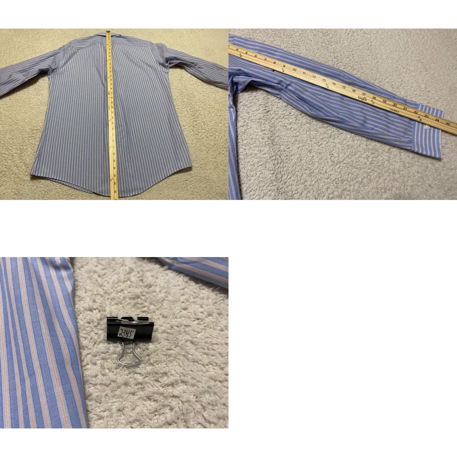 Stafford Stafford Shirt Blue Striped Long Sleeve Button-Front 16 Mens Adult 2010s? Size US L / EU 52-54 / 3 - 8 Thumbnail