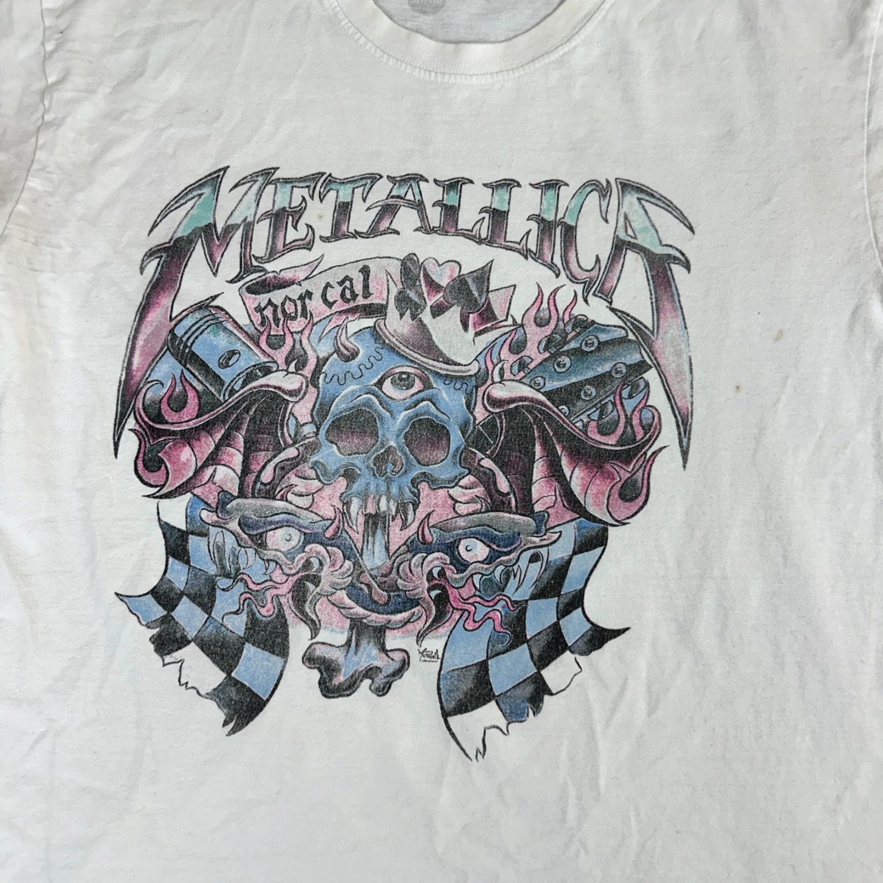 Vintage VINTAGE Metallica Shirt Mens Small/Medium White Nor Cal Skull California Metal Music Size US M / EU 48-50 / 2 - 3 Thumbnail