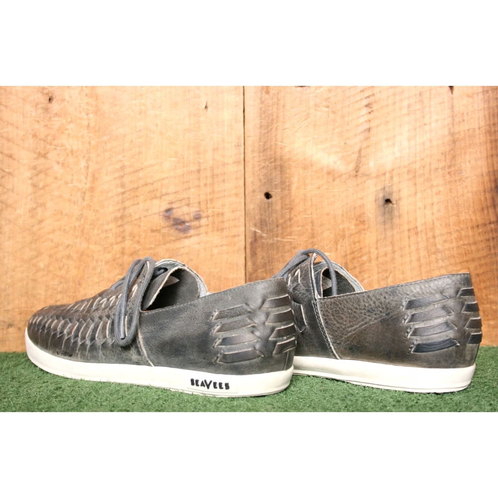 SeaVees SeaVees Huarache Slate Navy Woven Leather Sneakers Women's 8 Gray Leather Sneaker US 8 Size US 8 / IT 38 - 3 Thumbnail