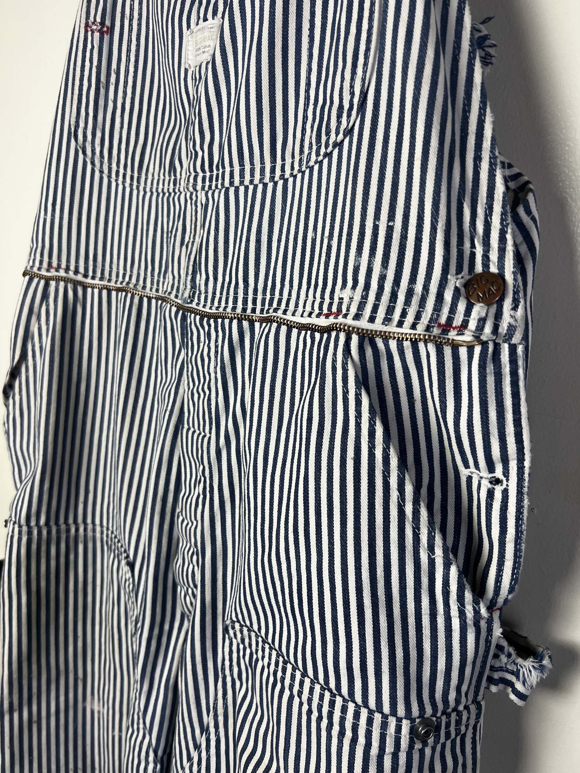 Big Mac Vintage 60s BIG MAC Double Knee Bib Overall Hickory Railroad Size US 36 / EU 52 - 6 Thumbnail