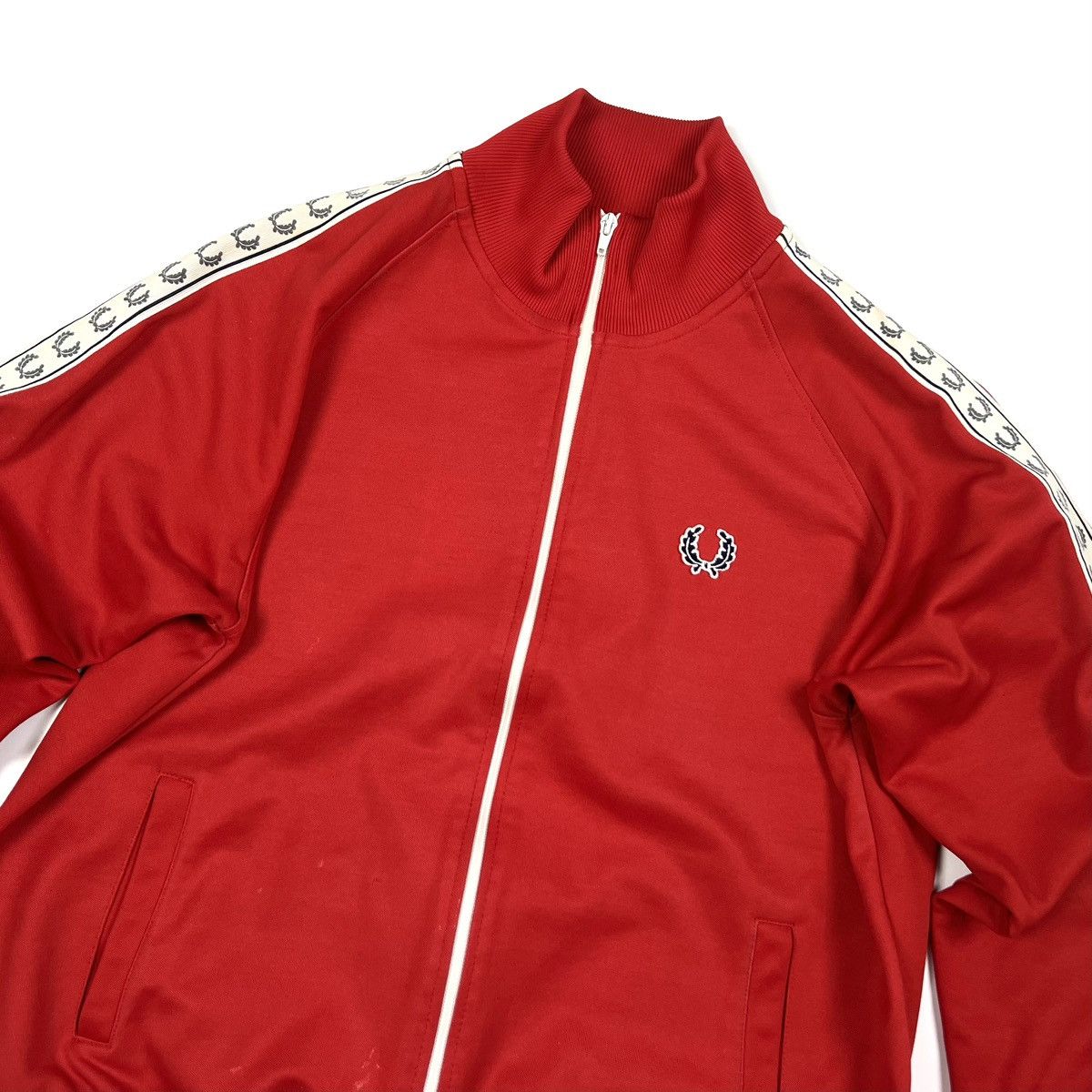 Fred Perry × Vintage Vintage Fred Perry Striped Logo Zip Track Jacket Windbreaker Size US M / EU 48-50 / 2 - 3 Thumbnail