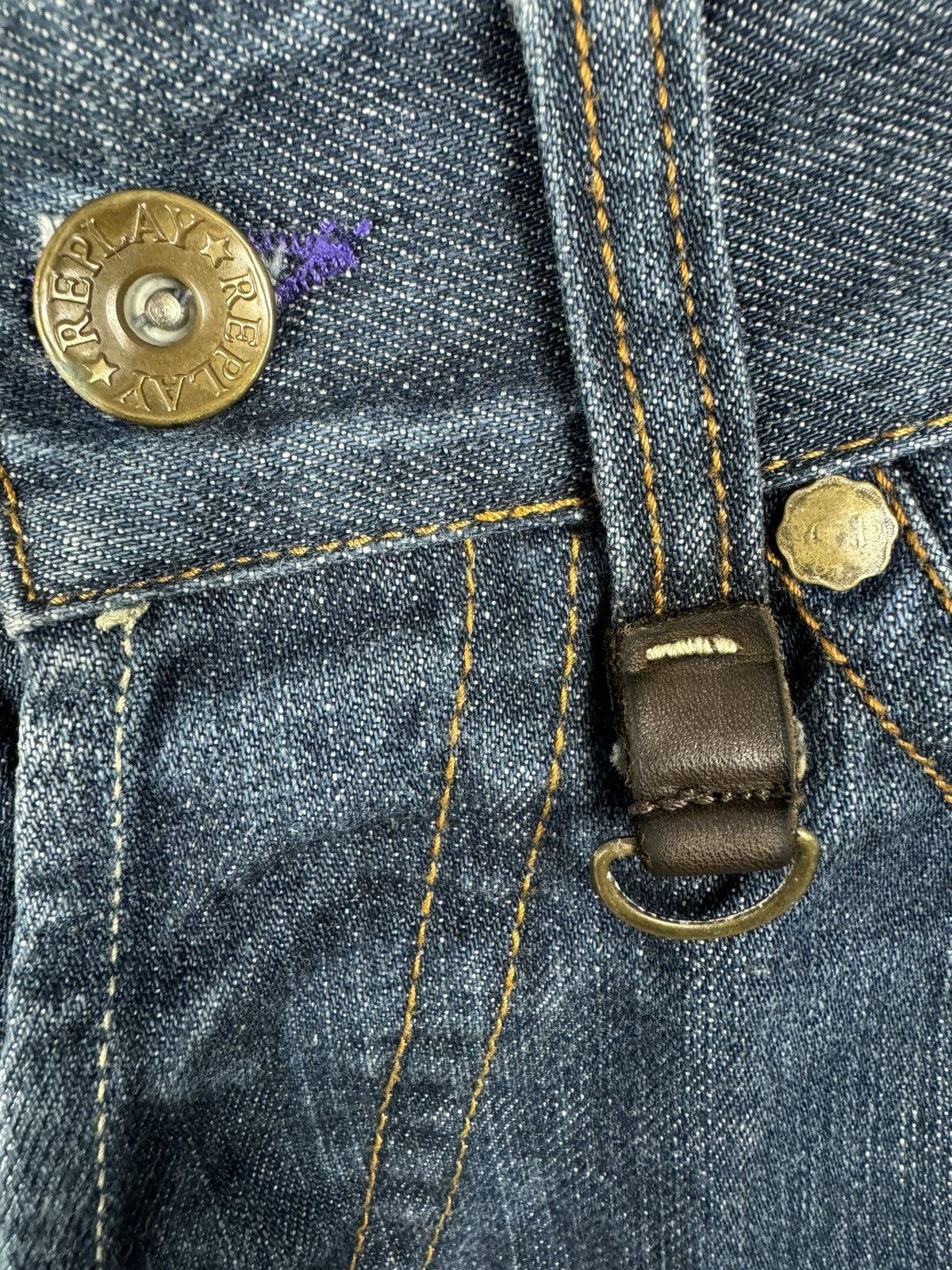 Designer Replay Guccio Low Waist Slim Stretch Waxed Denim Jeans Size US 30 / EU 46 - 8 Thumbnail