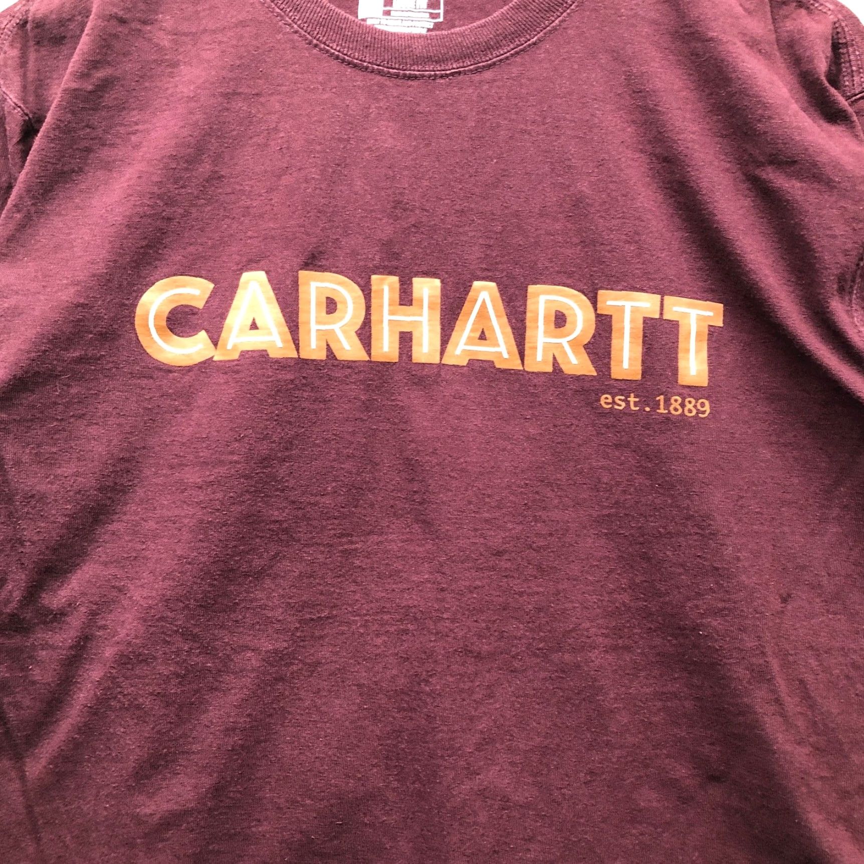 Carhartt Carhartt T-Shirt Men Small Long Sleeve Crew Neck Maroon 105422 PRT Logo Work Outdoor Cotton Regular Fit Shirt Size US S / EU 44-46 / 1 - 5 Thumbnail