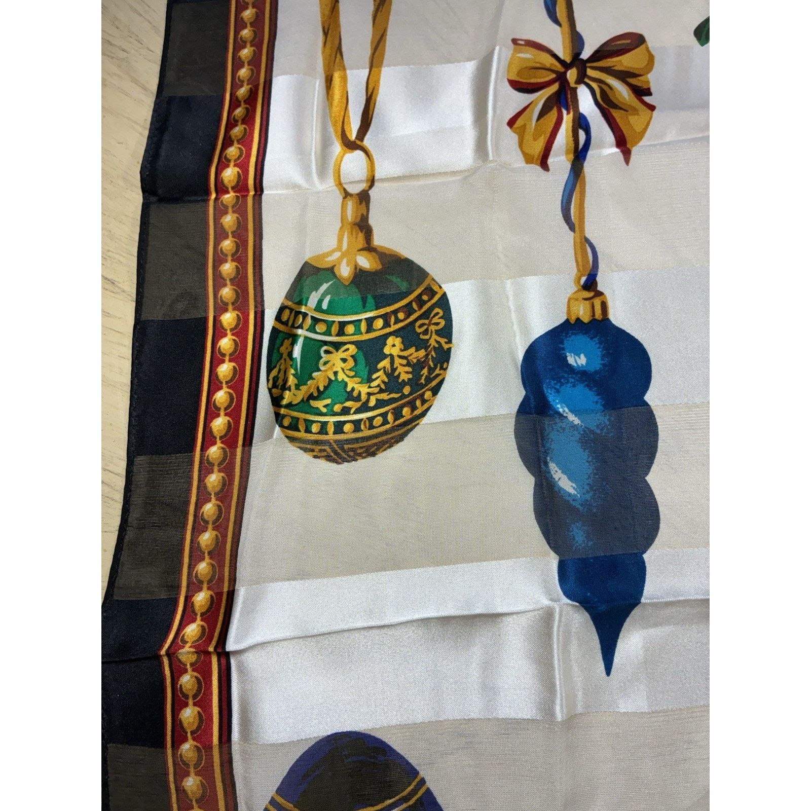Talbots VTG Talbots 100% Silk Scarf Holiday Ornament Square Xmas Size ONE SIZE - 4 Thumbnail