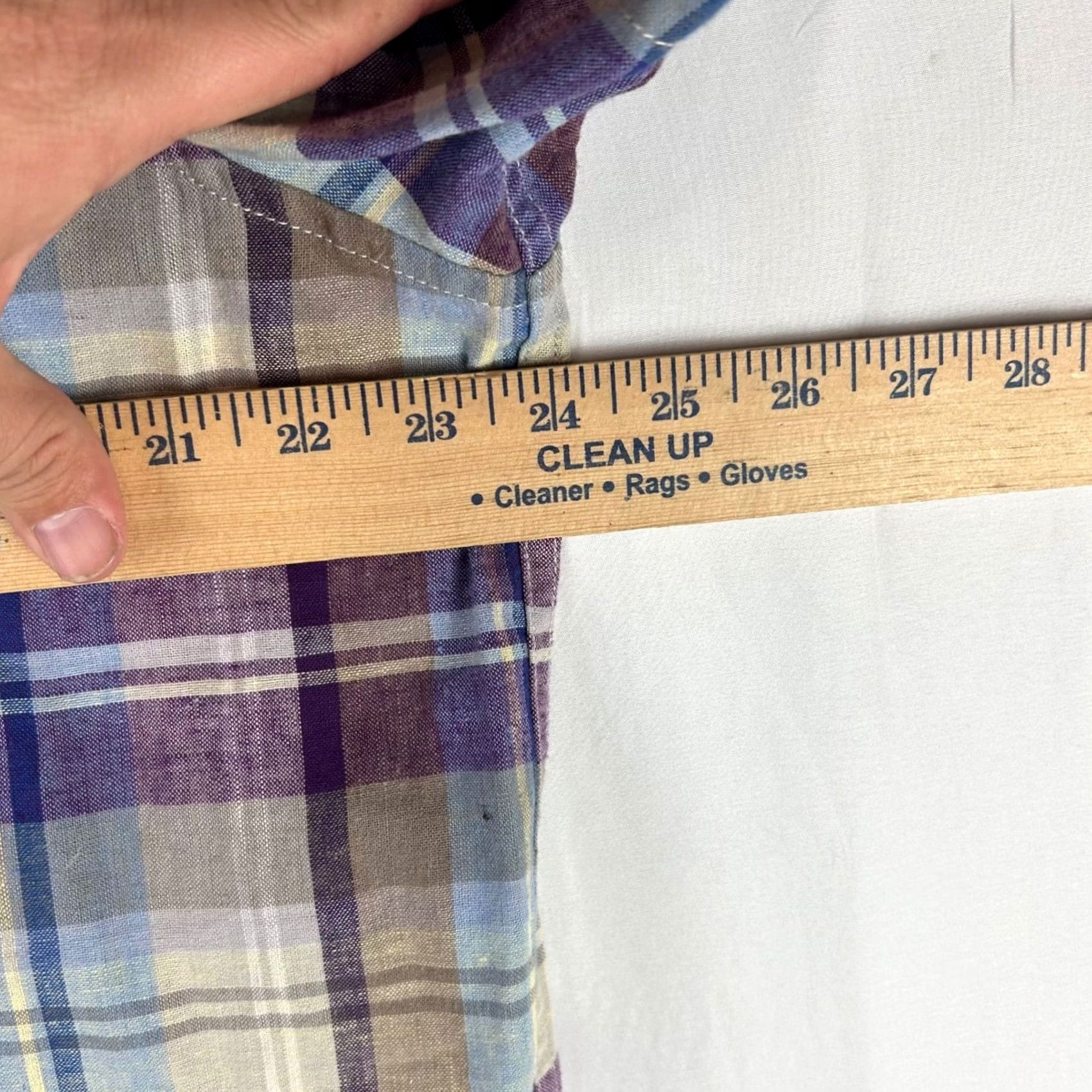 Tommy Bahama Tommy Bahama Island Zone Linen Blend Plaid Short Sleeve Shirt Mens Large Purple Multicolor Casual Beach Vacation Lightweight Breathable Size US L / EU 52-54 / 3 - 7 Thumbnail