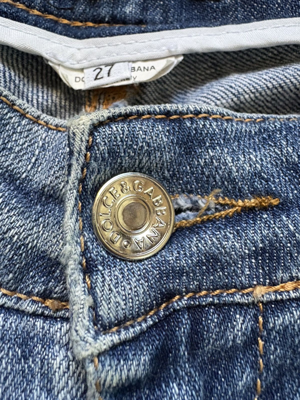 Dolce & Gabbana Vintage Dolce&Gabbana Mickey Mouse Logo Y2K Distressed Jeans Size 27" / US 4 / IT 40 - 11 Thumbnail