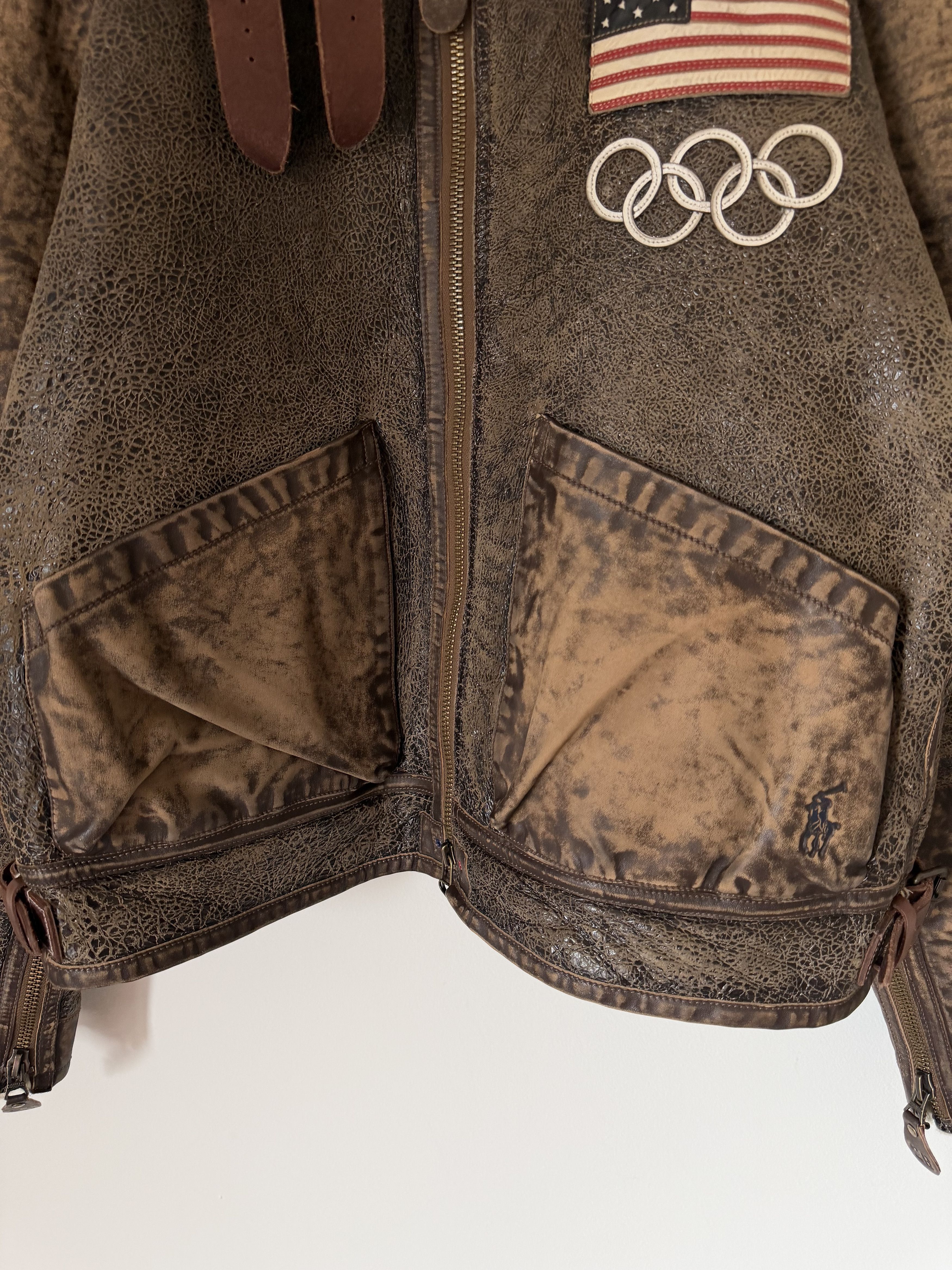Polo Ralph Lauren Polo Ralph Lauren Team USA Shearling Leather Jacket Brown Size US XXL / EU 58 / 5 - 3 Thumbnail
