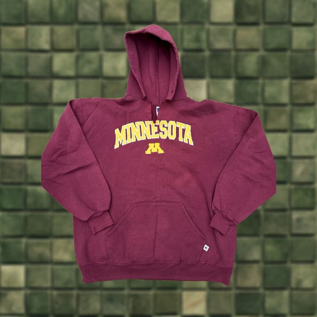 Russell Athletic VINTAGE Russell Athletic Minnesota Gophers Hoodie XL USA Made NCAA Mens Long Sleeve Red Graphic Print Hooded 90s College Sports Pullover USA Made Size US XL / EU 56 / 4 - 1 Thumbnail