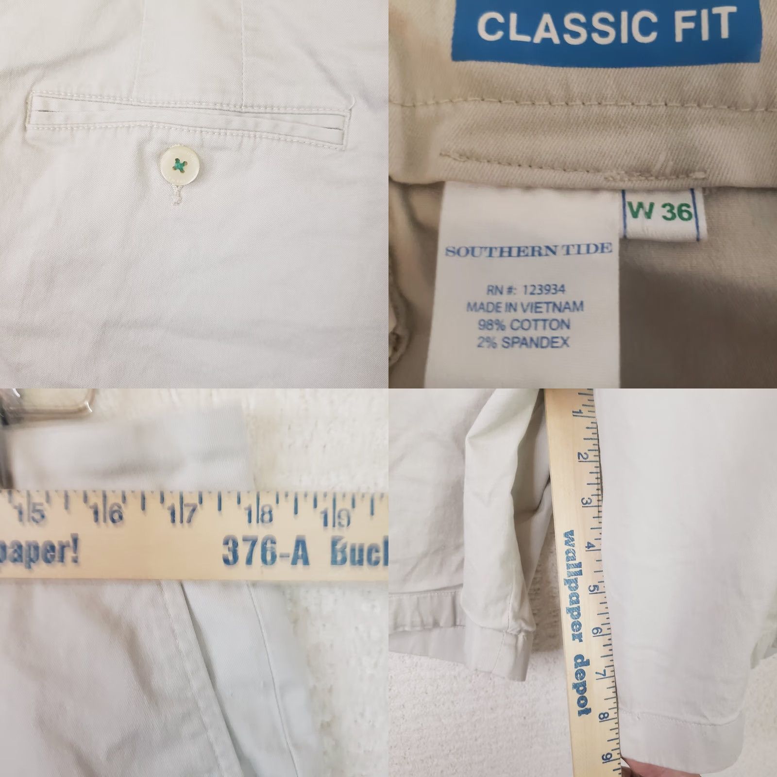 Southern Tide Southern Tide Shorts Classic Fit Beige Cream Intracoastal Water Way 36x9 Mens Size US 36 / EU 52 - 8 Thumbnail