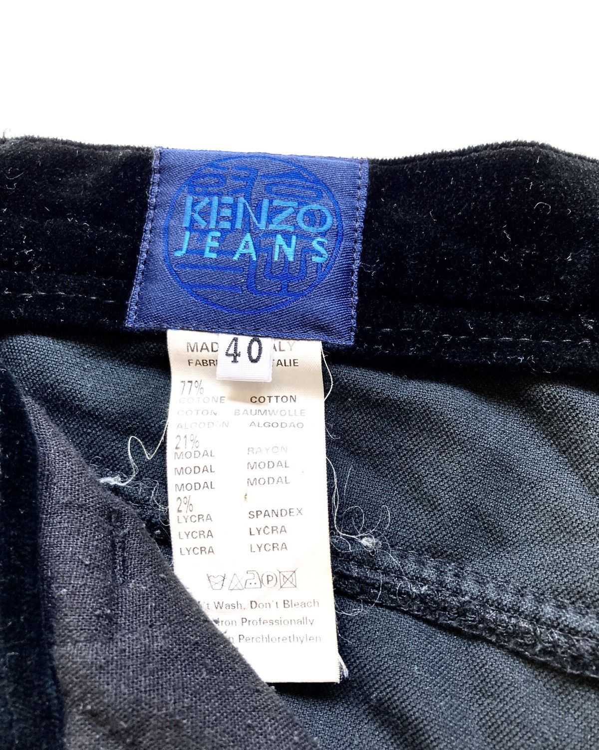 Kenzo Black Velour High-Waisted Trousers Kenzo Jeans – Size (EU)40 Size 30" / US 8 / IT 44 - 3 Thumbnail