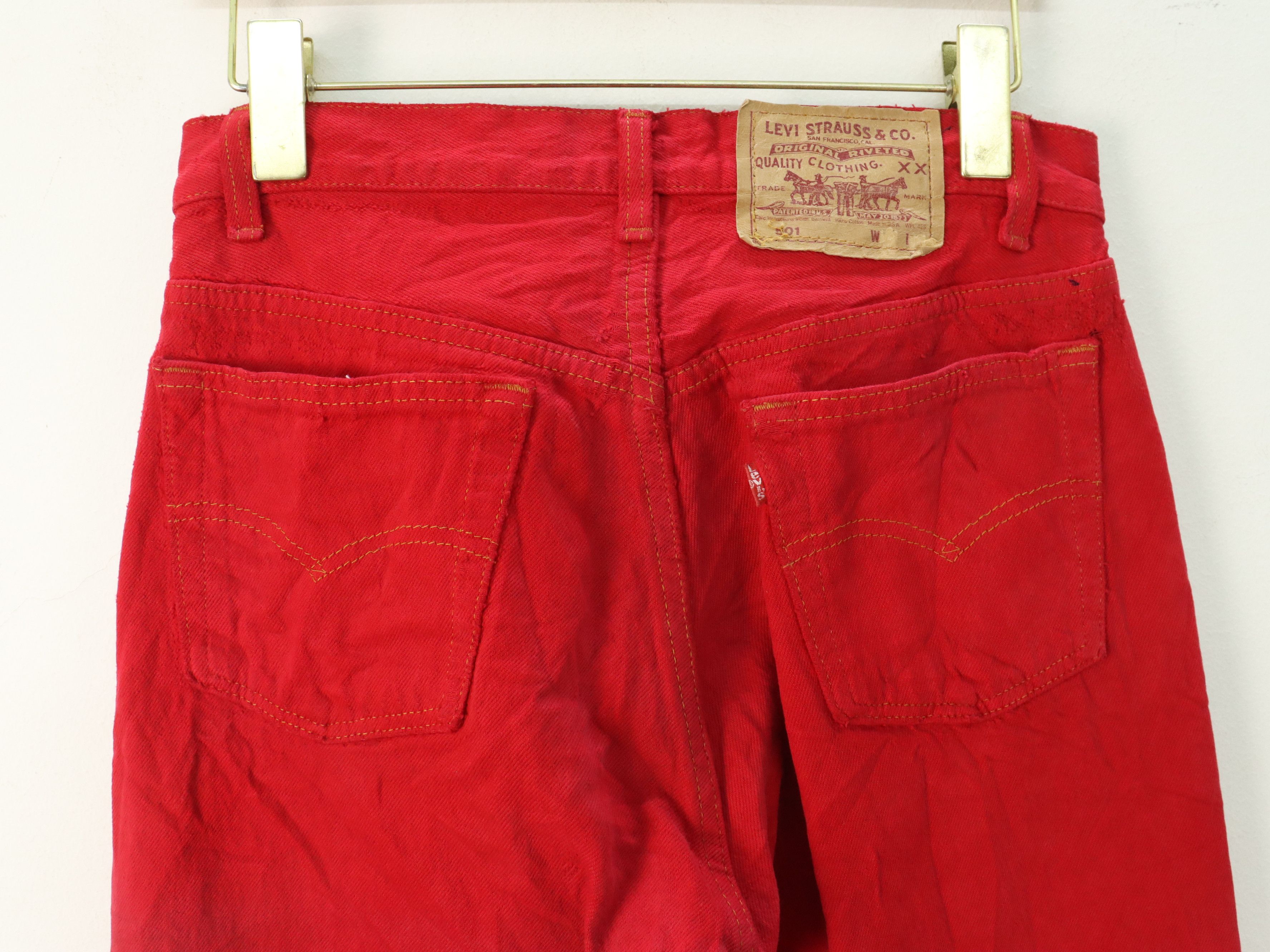 Levi's × Vintage Vtg. Levis 501 Red Distressed Jeans MADE IN USA Size US 28 / EU 44 - 5 Thumbnail
