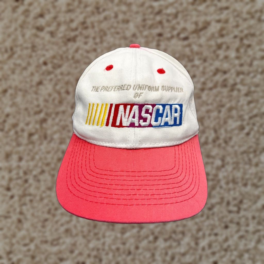 NASCAR Toppers Hat Adult One Size White Pink Nascar Snapback Cotton Racing Mens Size ONE SIZE - 1 Thumbnail