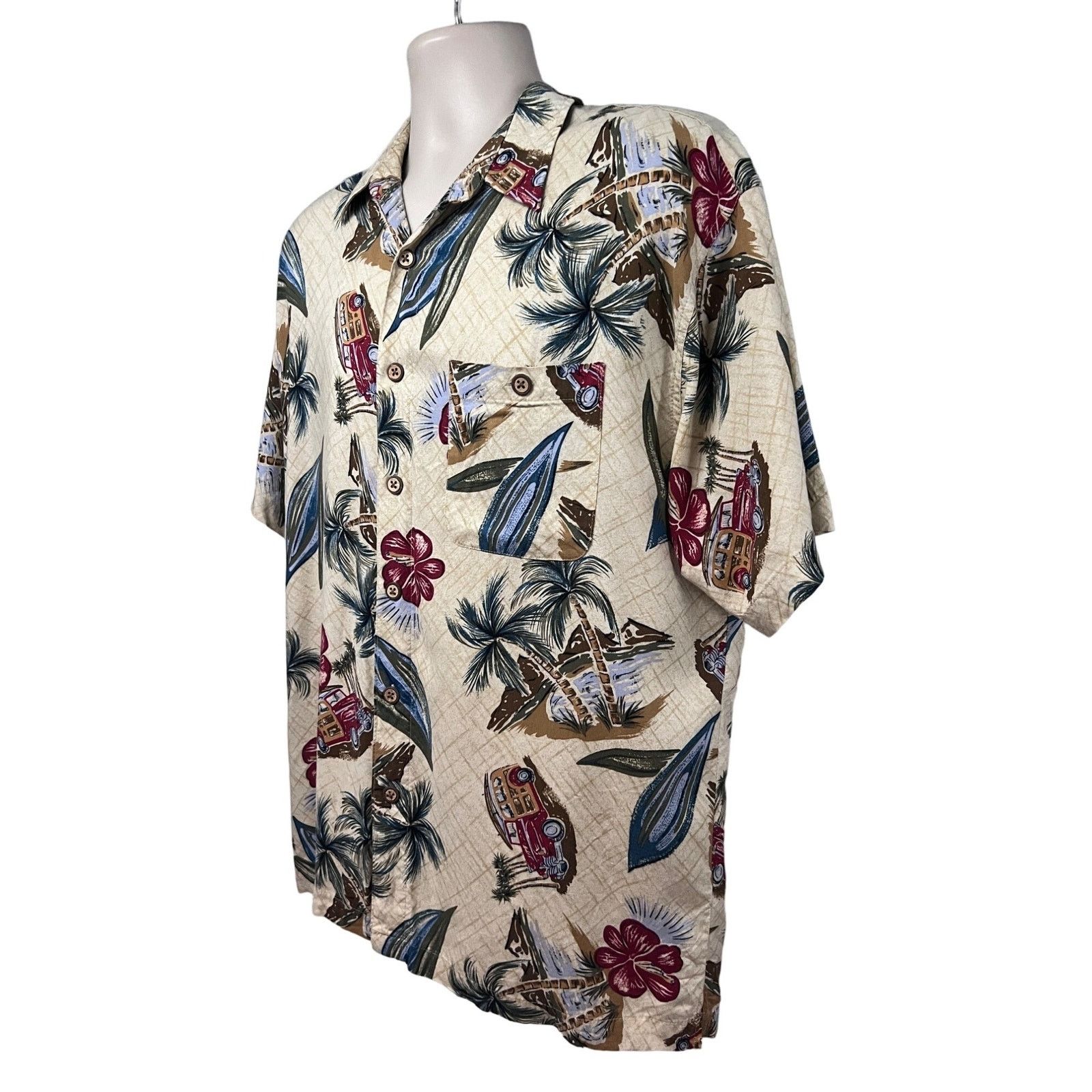 Vintage Mens Vintage Hawaiian Floral Button Up Shirt Large Pocket Size US L / EU 52-54 / 3 - 3 Thumbnail