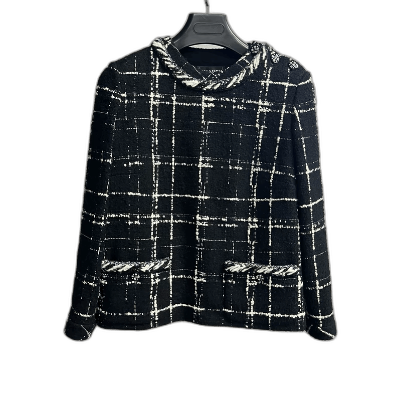 Chanel Black and White Checkered Sweater -2505