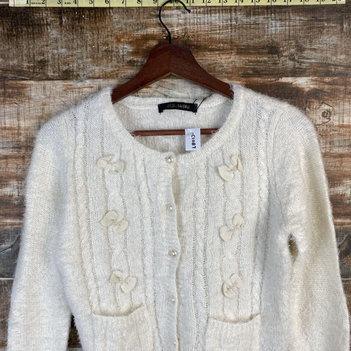 Japanese Brand DL Cecil Mcbee White Cardigan Knitwear #C1087 Size S / US 4 / IT 40 - 5 Thumbnail