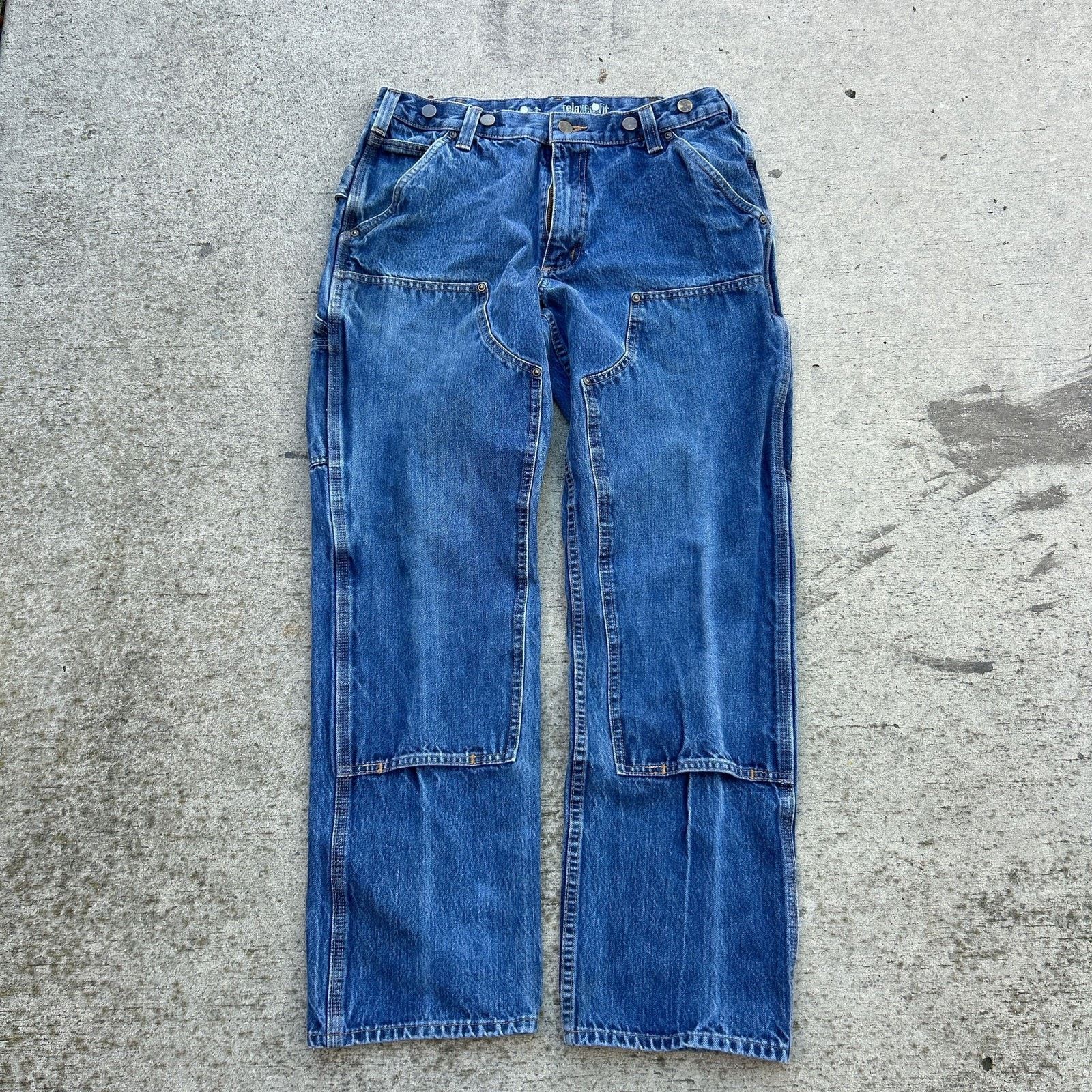 Carhartt Vintage Carhartt utility logger double knee jeans Size US 33 - 1 Thumbnail