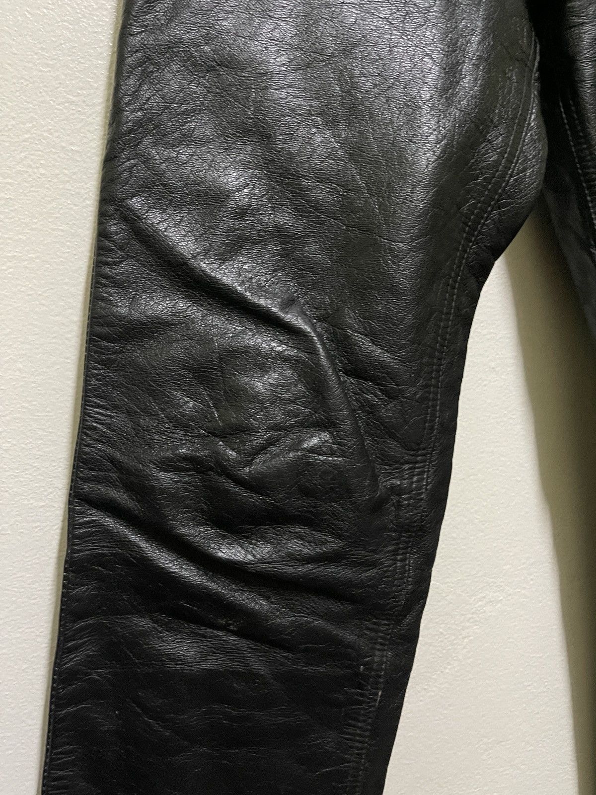 Genuine Leather × Vintage Leather Pants Biker Size US 29 - 3 Thumbnail