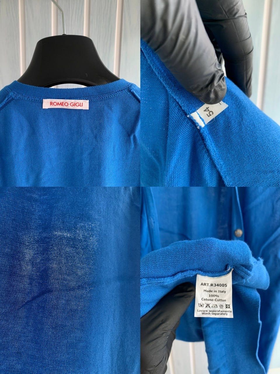 Romeo Gigli Romeo Gigli Man Blue Knit Cotton V-Neck Sleeveless Vest Size US M / EU 48-50 / 2 - 24 Thumbnail