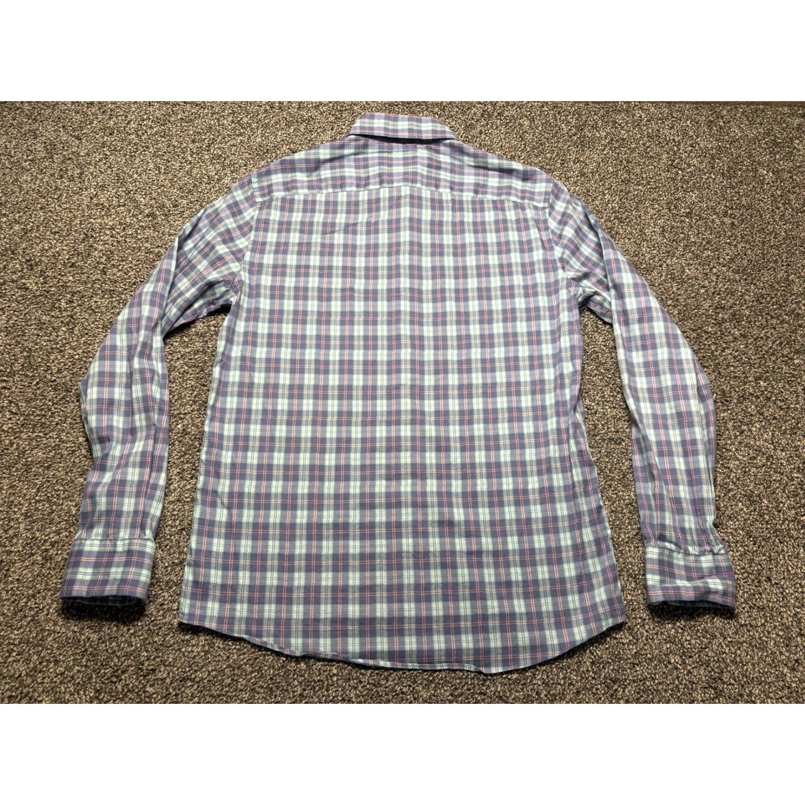 Faherty Faherty Performance Shirt Mens Medium Blue Pink Plaid Button Up Supima Nylon Blend Size US M / EU 48-50 / 2 - 3 Thumbnail