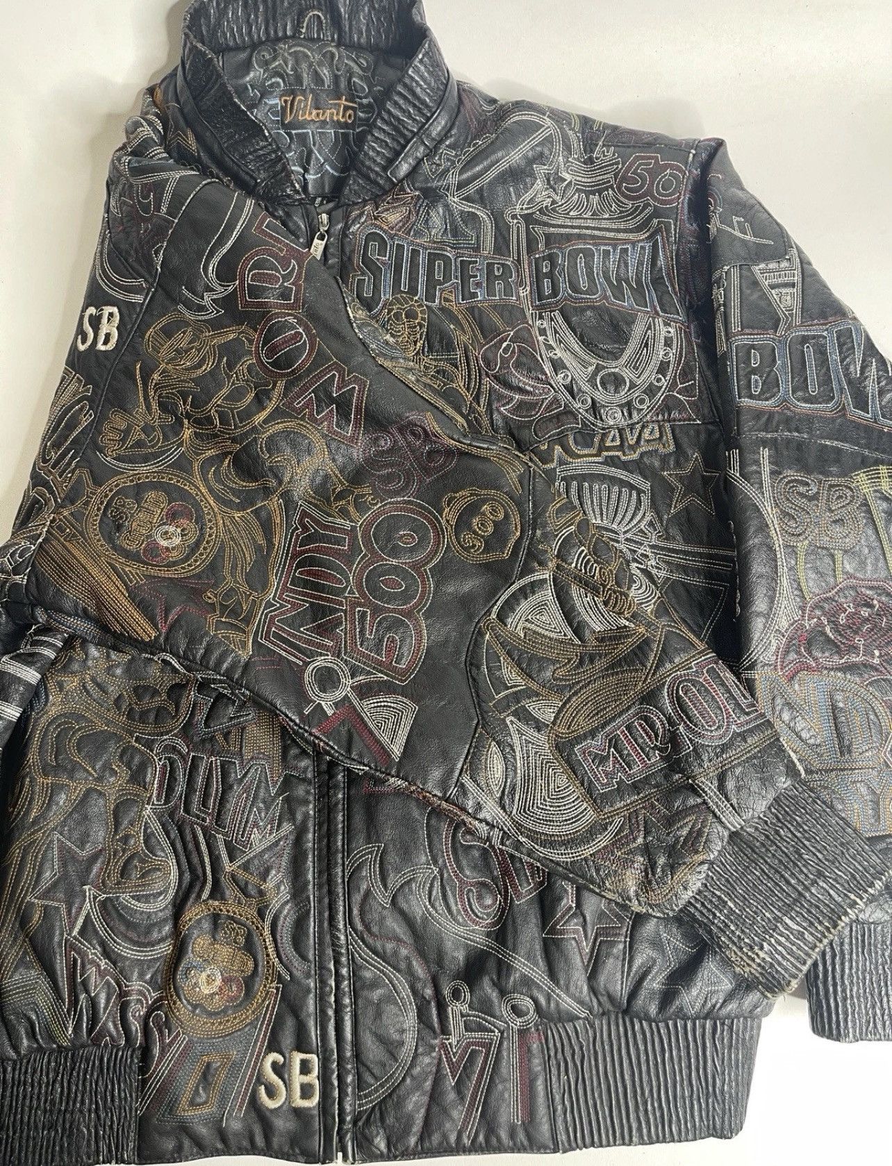 Vintage Vilanto Leather Jacket AOP 3XL Super Bowl World Series Size US XXL / EU 58 / 5 - 5 Thumbnail