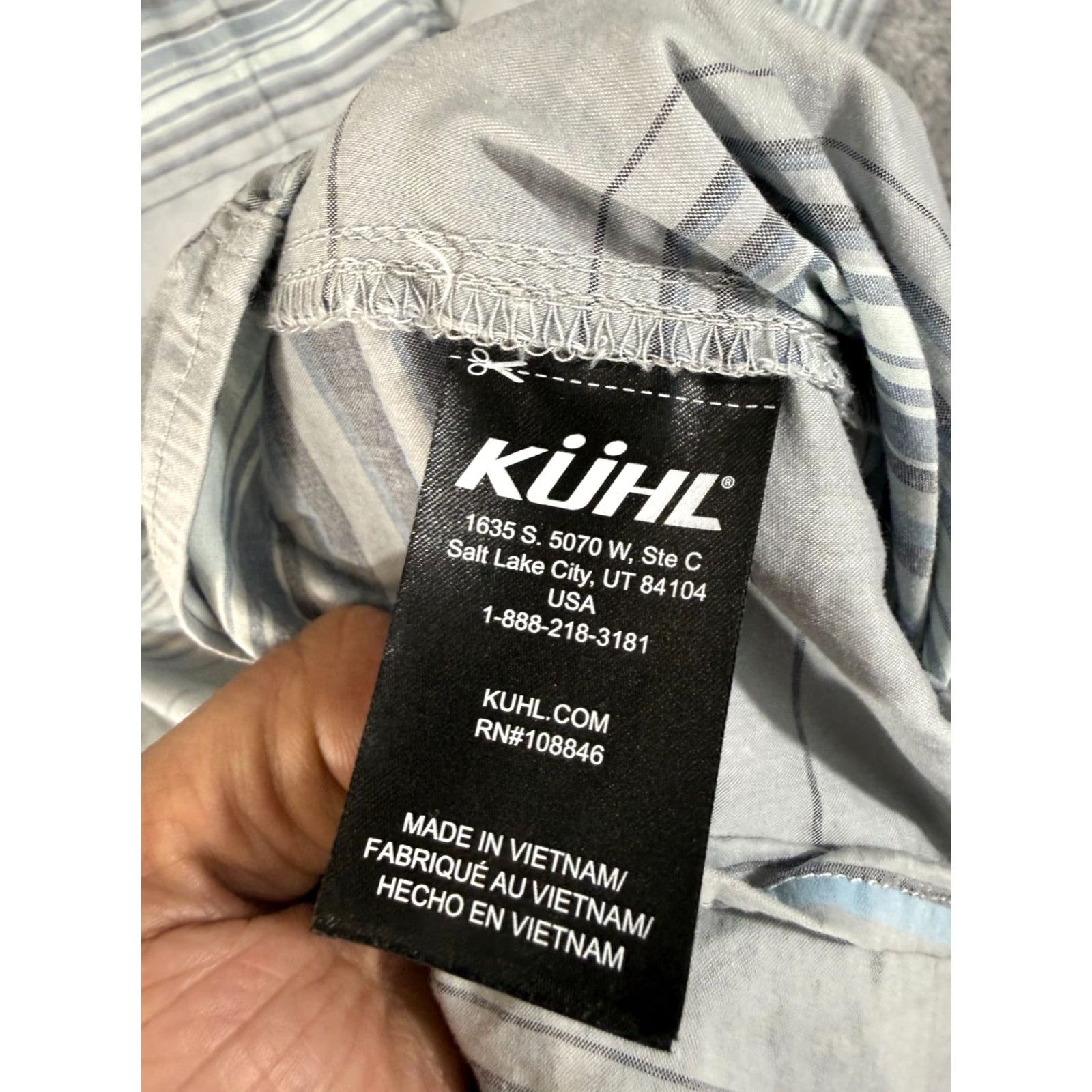 Vintage Kuhl Intriguer Shirt Mens XL Gray Striped Stretch Snap Front Short Sleeve Outdoor Logo Shirt Size US XL / EU 56 / 4 - 7 Thumbnail