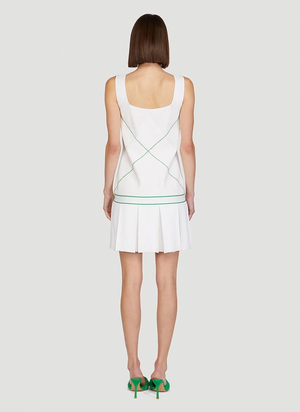 Bottega Veneta o1y0725 Sleeveless Mini Dress in White Size S / US 4 / IT 40 - 5 Thumbnail