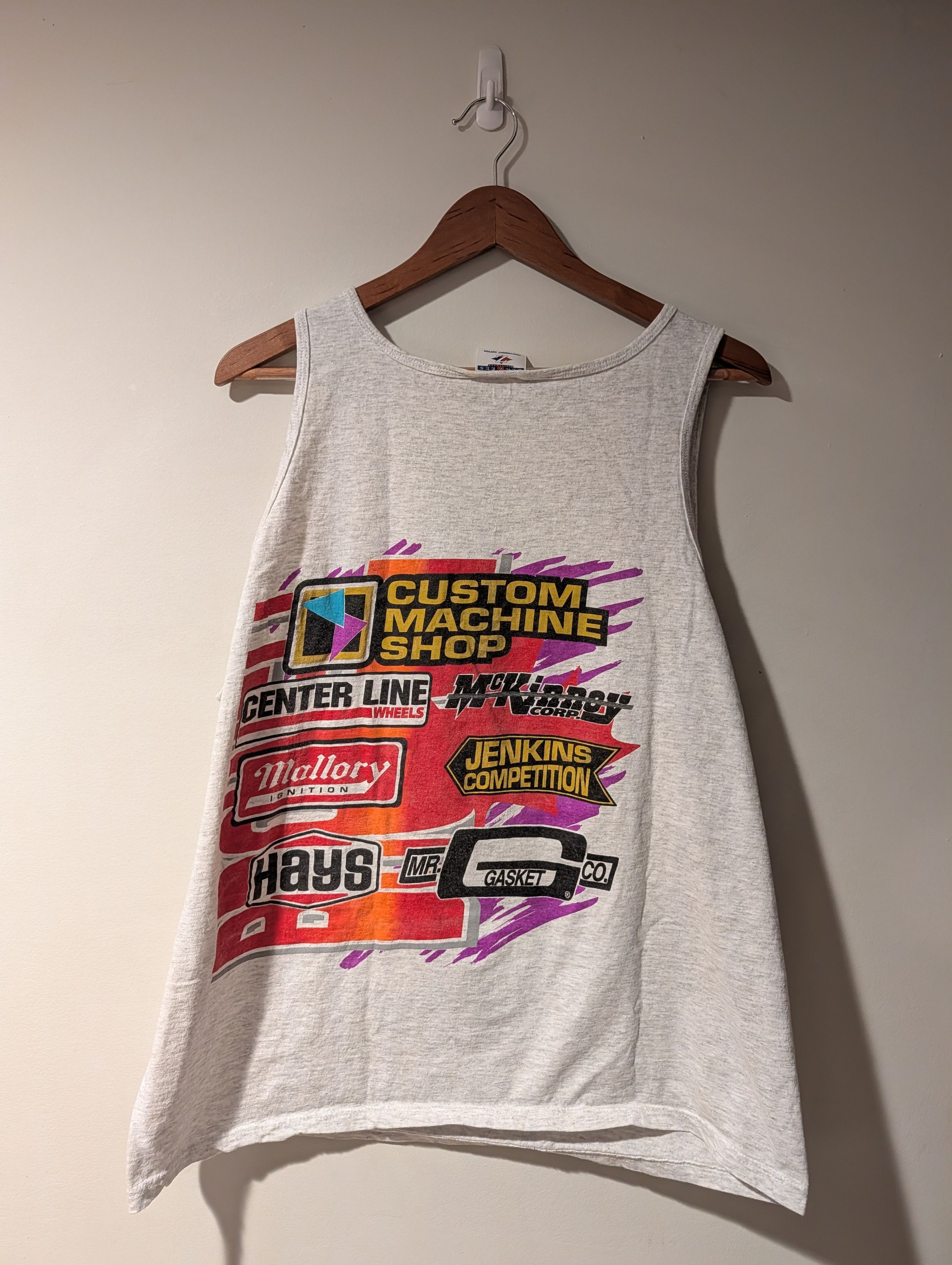 NASCAR Vintage Brian Browell Drag Racing Tank Top Grey Heather Size US XL / EU 56 / 4 - 4 Thumbnail