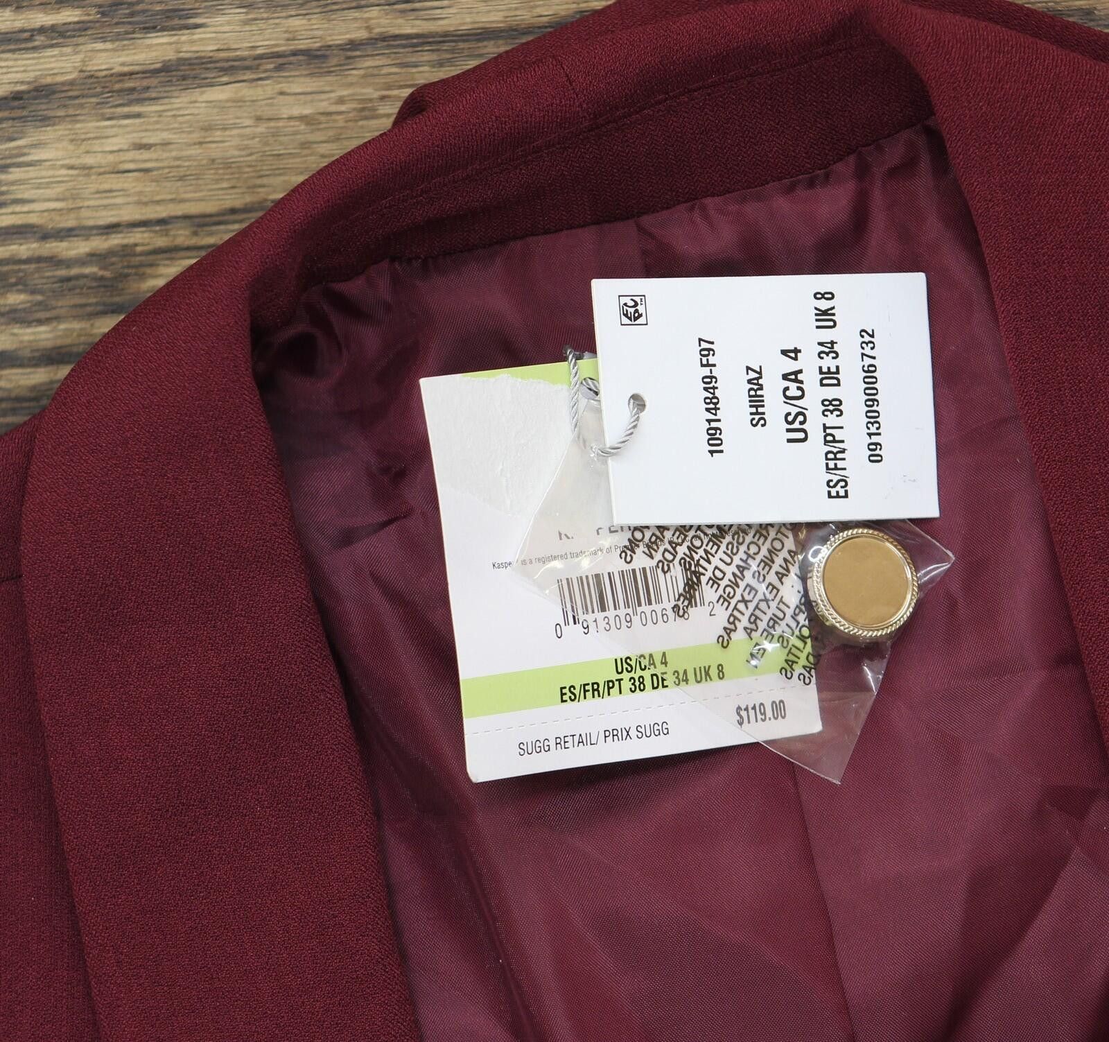 Other Nwt Kasper Shawl-collar Blazer Jacket 10914849 Shiraz Red 4 Size S / US 4 / IT 40 - 3 Thumbnail