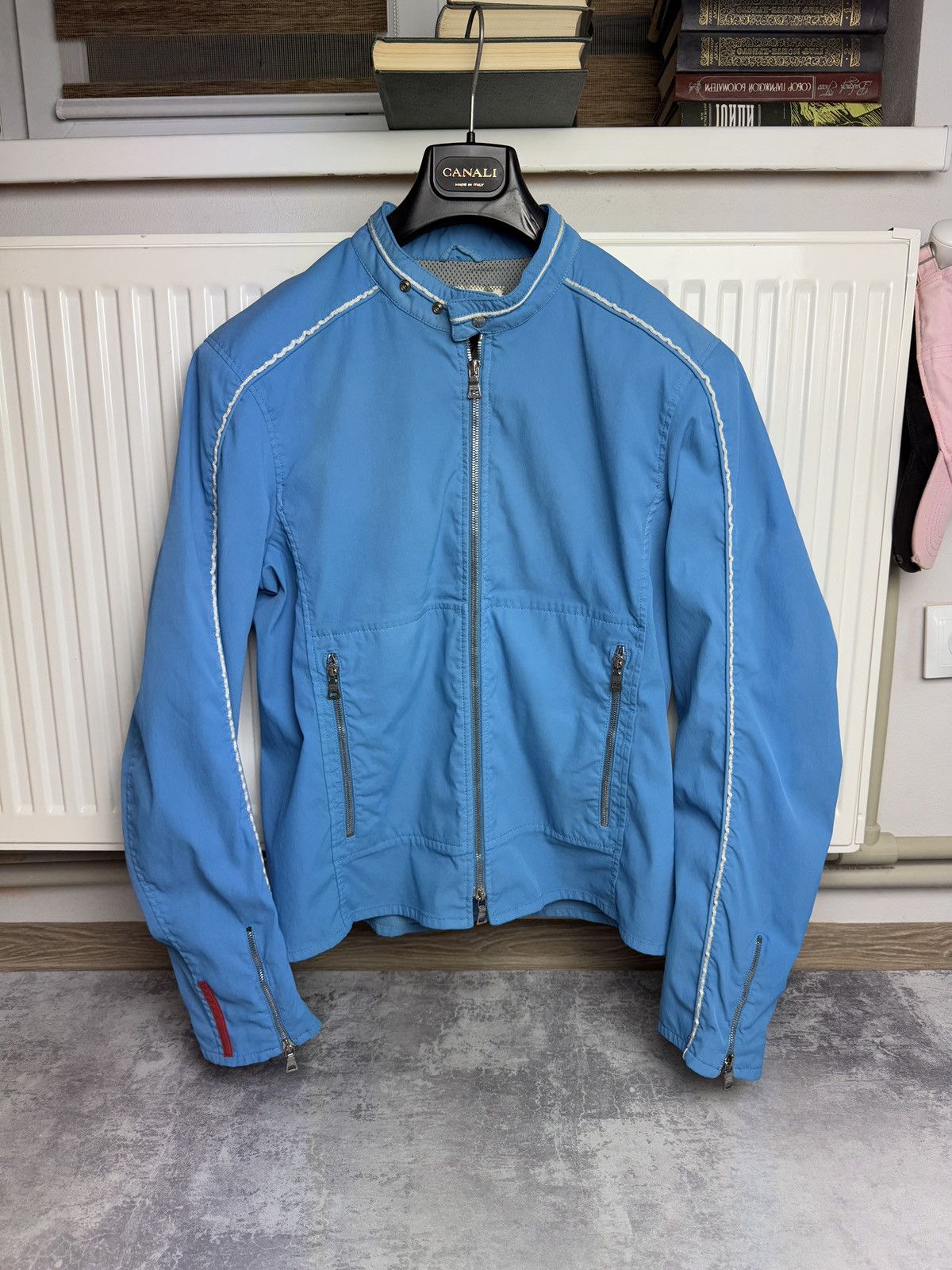 Prada Prada Runway Racing Moto Rider Linea Rossa Bomber Y2K Jacket ...