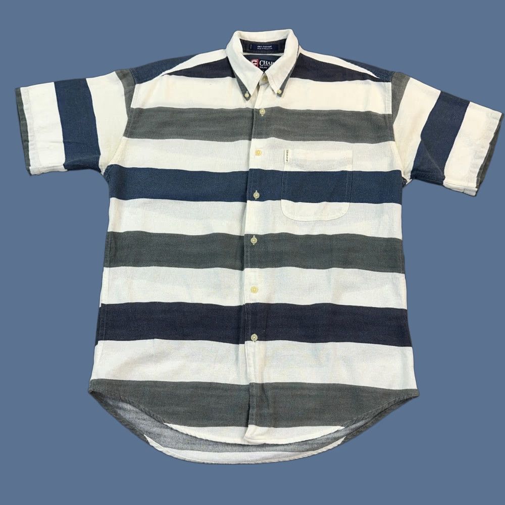Ralph Lauren VINTAGE Chaps Ralph Lauren Shirt Mens M White Blue Gray Slub Cotton Striped Button-Up Casual Size US M / EU 48-50 / 2 - 1 Thumbnail