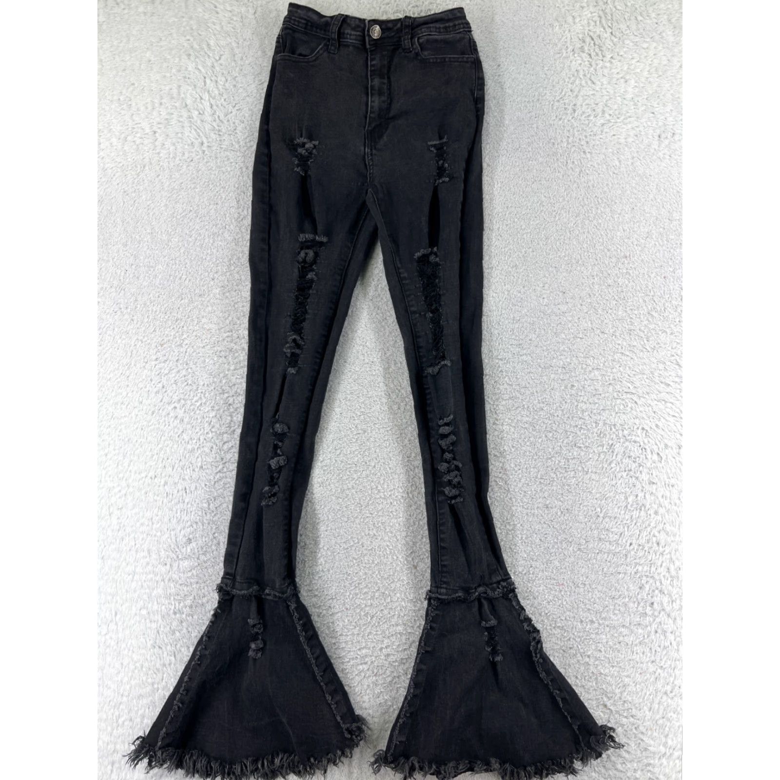 Citizens Of Humanity JC & JQ Jeans Womens Medium Black Denim Distressed Flare Mid Rise 20x31 Citizens of Humanity 5-Pocket Jeans Boys? Size 32" / US 10 / IT 46 - 2 Thumbnail