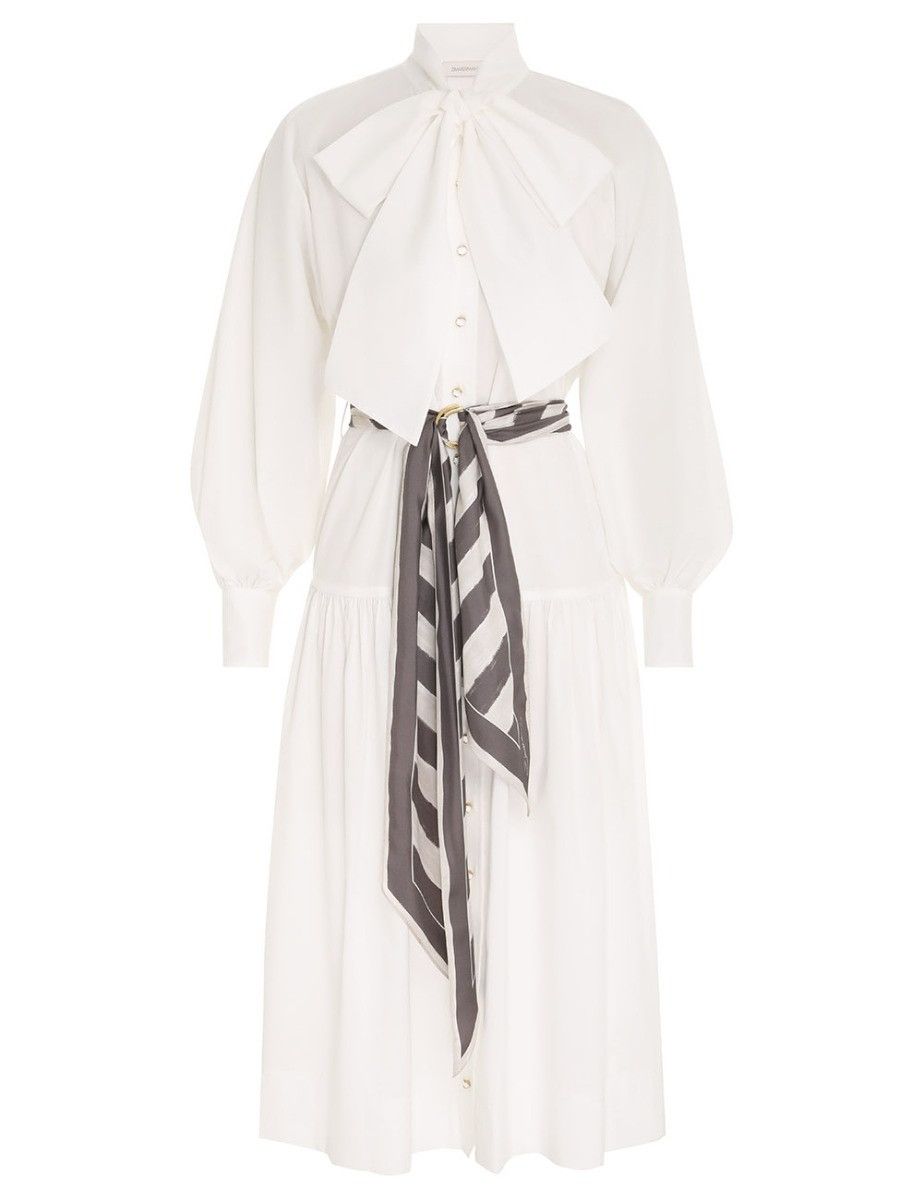 Zimmermann oc11z0425 Lyrical Scarf Tie Shirt Dress in Ivory Size M / US 6-8 / IT 42-44 - 1 Thumbnail