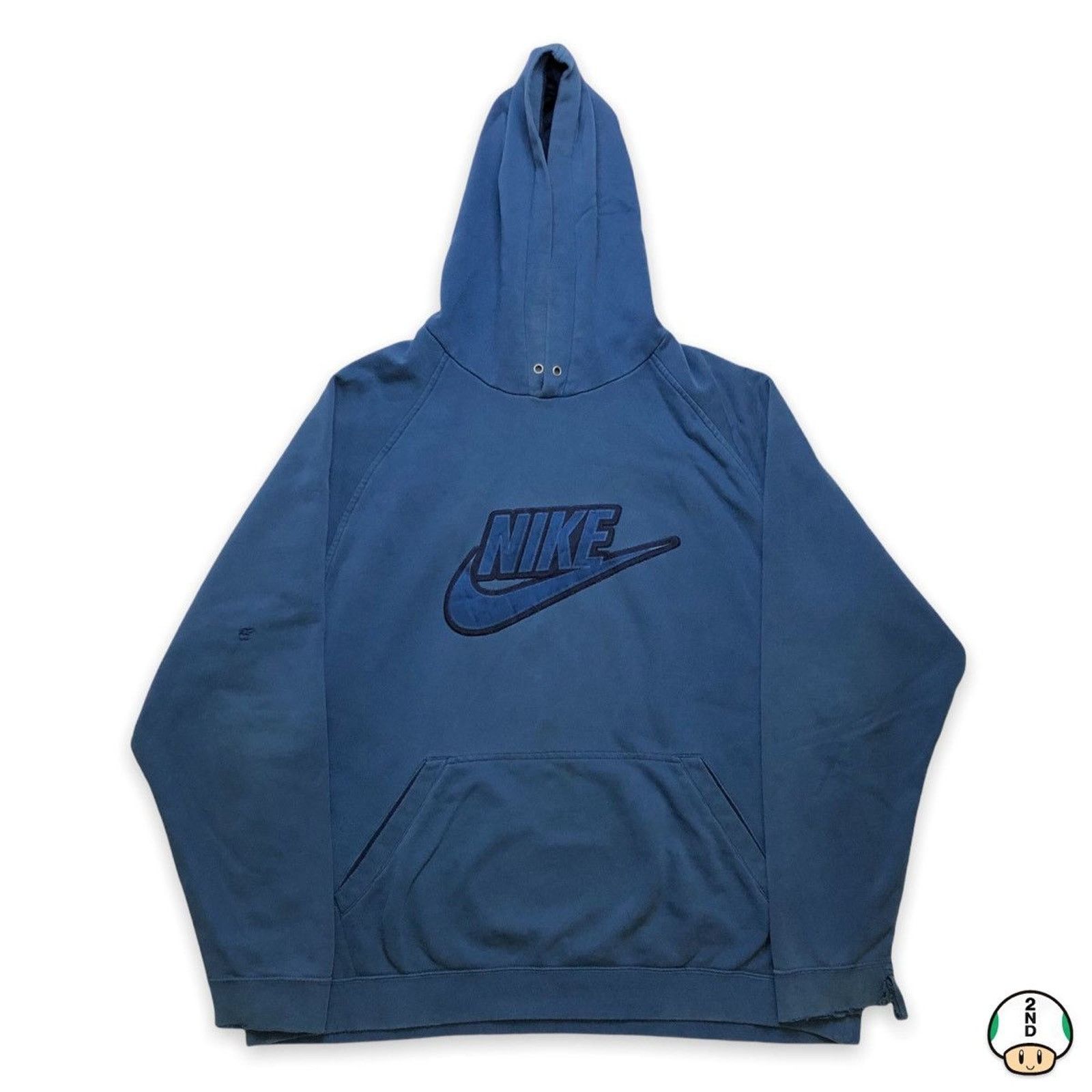 Nike × Vintage Nike Sportswear Hoodie Center Swoosh Distressed Pullover Size US XXL / EU 58 / 5 - 1 Thumbnail