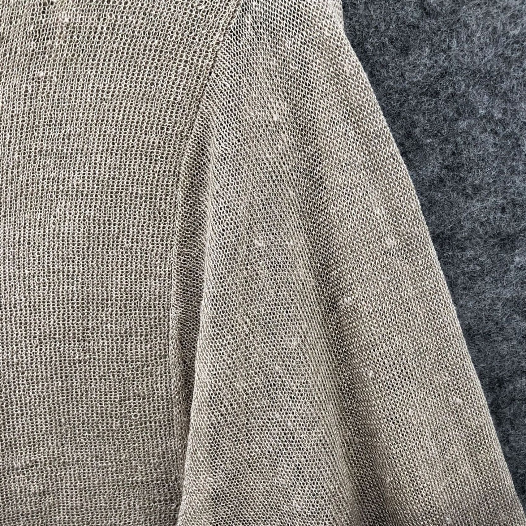 Ann Taylor Anne Klein Linen Blend Cardigan Womens XL Beige Open Knit Ruffle Front Hook Size XL / US 12-14 / IT 48-50 - 6 Thumbnail