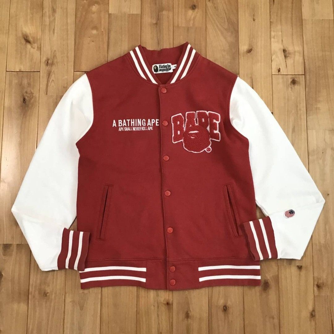 Bape BAPE LOGO varsity sweat varsity jacket a bathing ape NIGO Size US M / EU 48-50 / 2 - 1 Thumbnail
