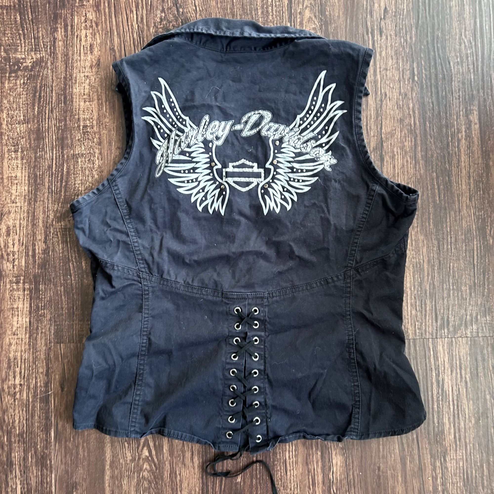 Harley Davidson Vintage/Y2K Rhinestone Harley Davidson Button-Up Vest Size L / US 10 / IT 46 - 4 Thumbnail