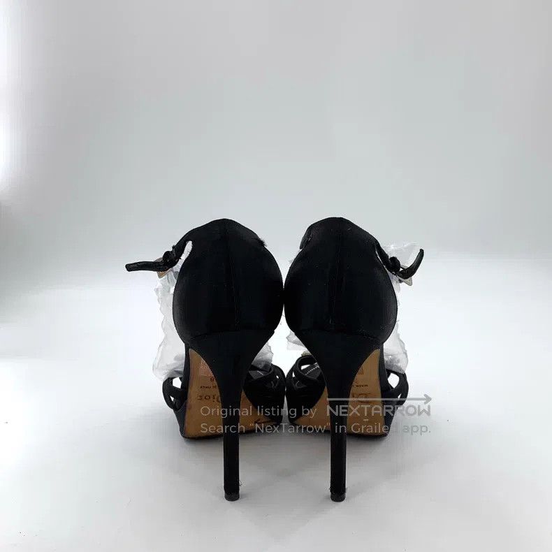 Dior Dior Black diamond-encrusted tie bow buckle thin heel high Size US 7.5 / IT 37.5 - 4 Thumbnail