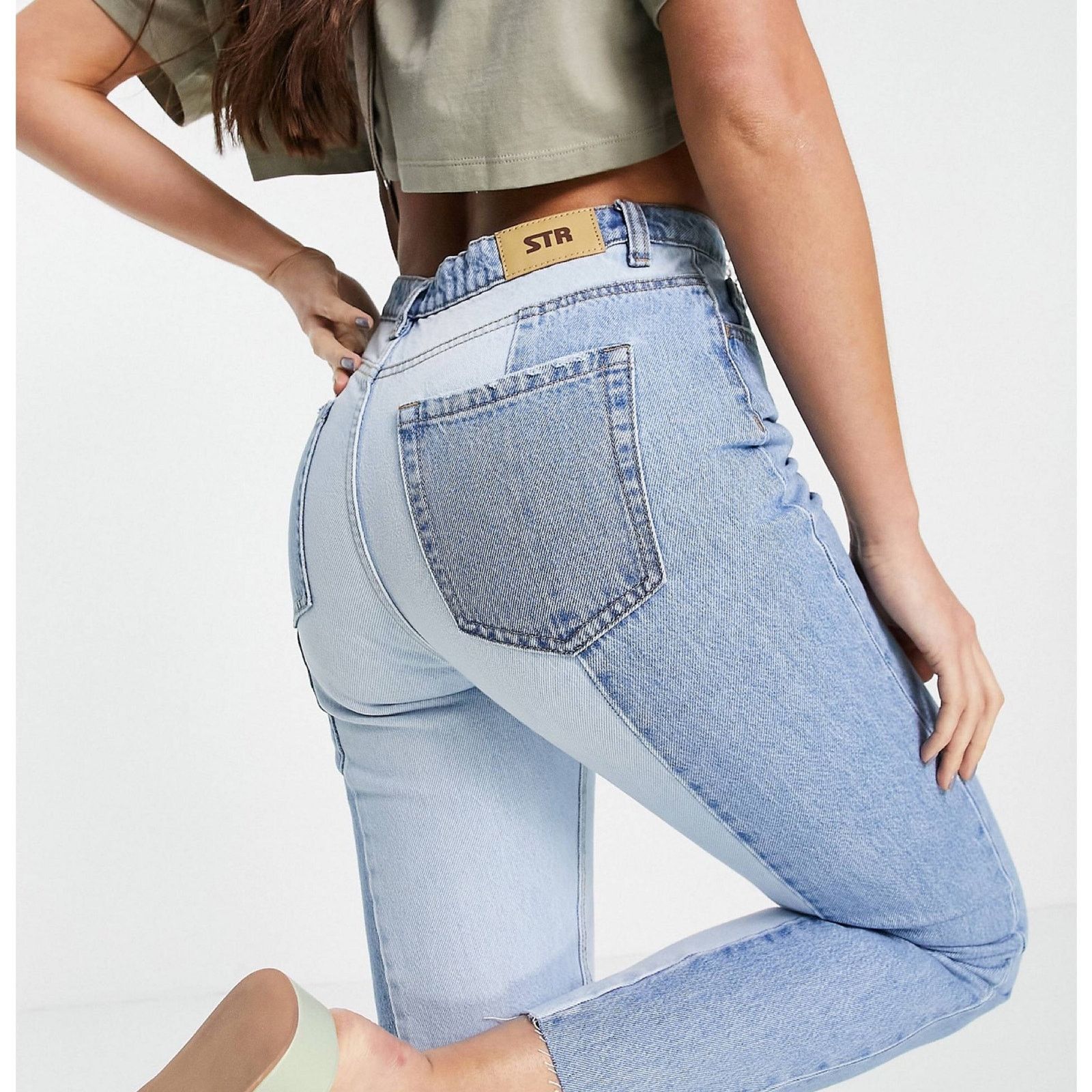Other ASOS STR Two Tone High Rise Straight Leg Jeans Size 2 Size 26" / US 2 / IT 38 - 8 Thumbnail