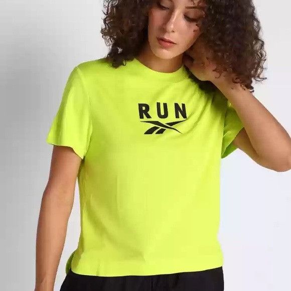 Reebok NWT REEBOK WOR RUN SW GRAP YELLOW T-SHIRT SZ LARGE L Size L / US 10 / IT 46 - 1 Thumbnail
