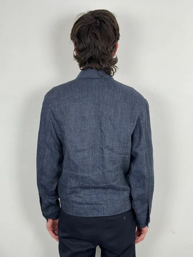 Givenchy 1990s Givenchy Navy Linen Trucker Jacket Size US M / EU 48-50 / 2 - 3 Thumbnail